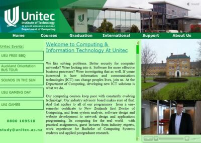 Unitec DOC Flash website with fly-in animation morphing into the Flash website application;
