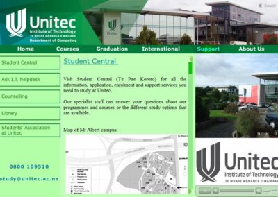 Unitec DOC Flash website slide-show and informational videos on the right...