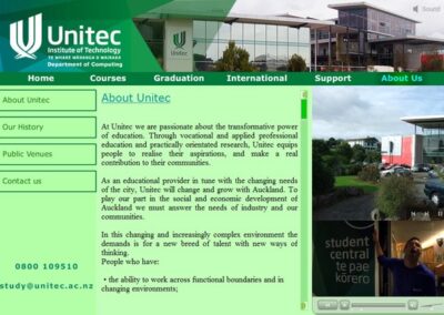 Unitec DOC Flash website to inform interested students about Unitec Computer campus and studies;
