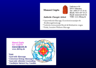 Ayurveda Manadala business card created by combining a photograph and a painting;