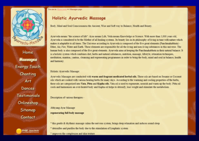 The previous design concept for Ayurveda Mandala website;