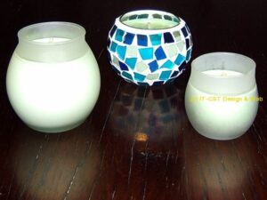 Frosted Soy wax candles with a Mosaik motive one;