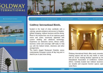 Goldway International Home page with three state navigation menu;
