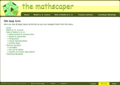 the mathscaper site map page