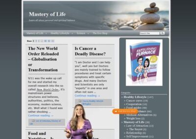 Mastery of Life Home page inviting you to check-out the shop;