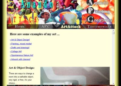 Anando ArtAttack ArtAttack page displaying art work;