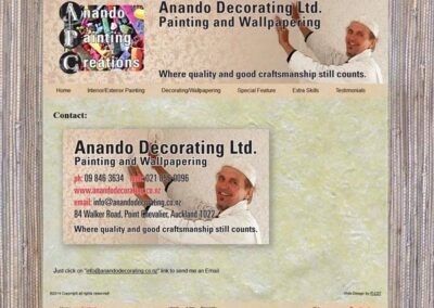 Anando Decorating Contact page;