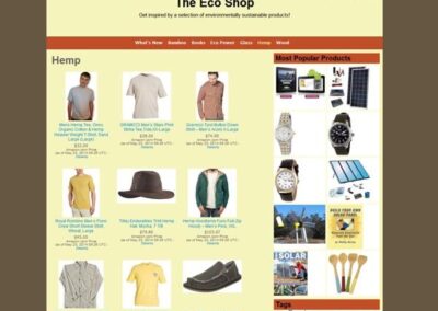 The Eco Shop Hemp clothing products category page;