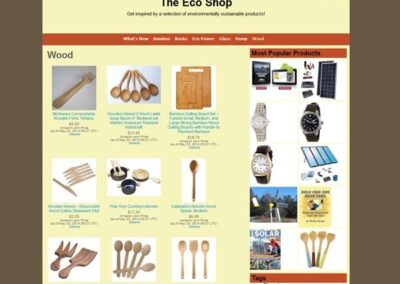 The Eco Shop Wood products category page;