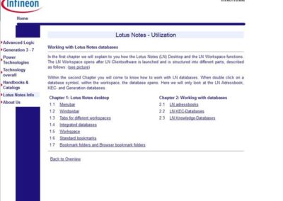 Infineon Lotus Notes Utilization: Working with Lotus Notes databases page;