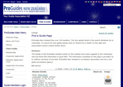 ProGuides New Zealand Find a guide lists all publicly available guides with contact details;